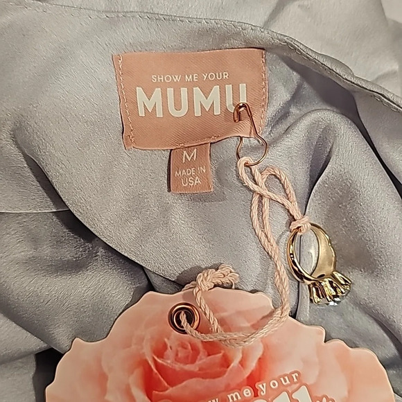 Show Me Your MumuJasmine Halter Blue Satin Maxi Dress Size M - Picture 2 of 11